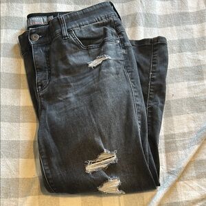 Torrid Super Soft Bombshell Crop Skinny Distressed Black Jeans